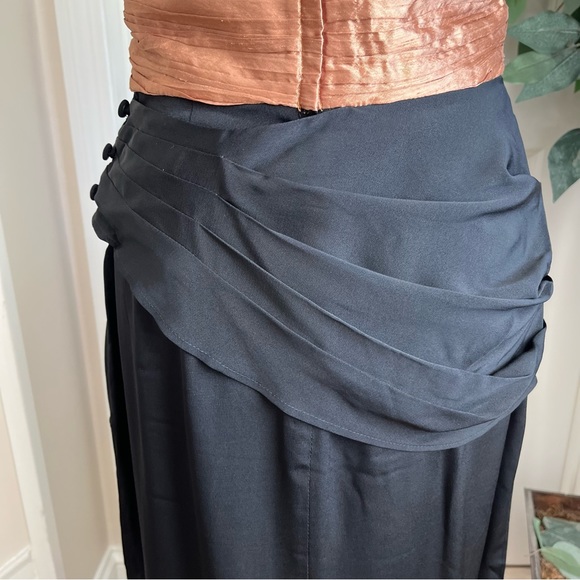 BB Collections Vintage Puff Sleeve Sheath Dress Gold Black Sz 8 - Picture 14 of 16